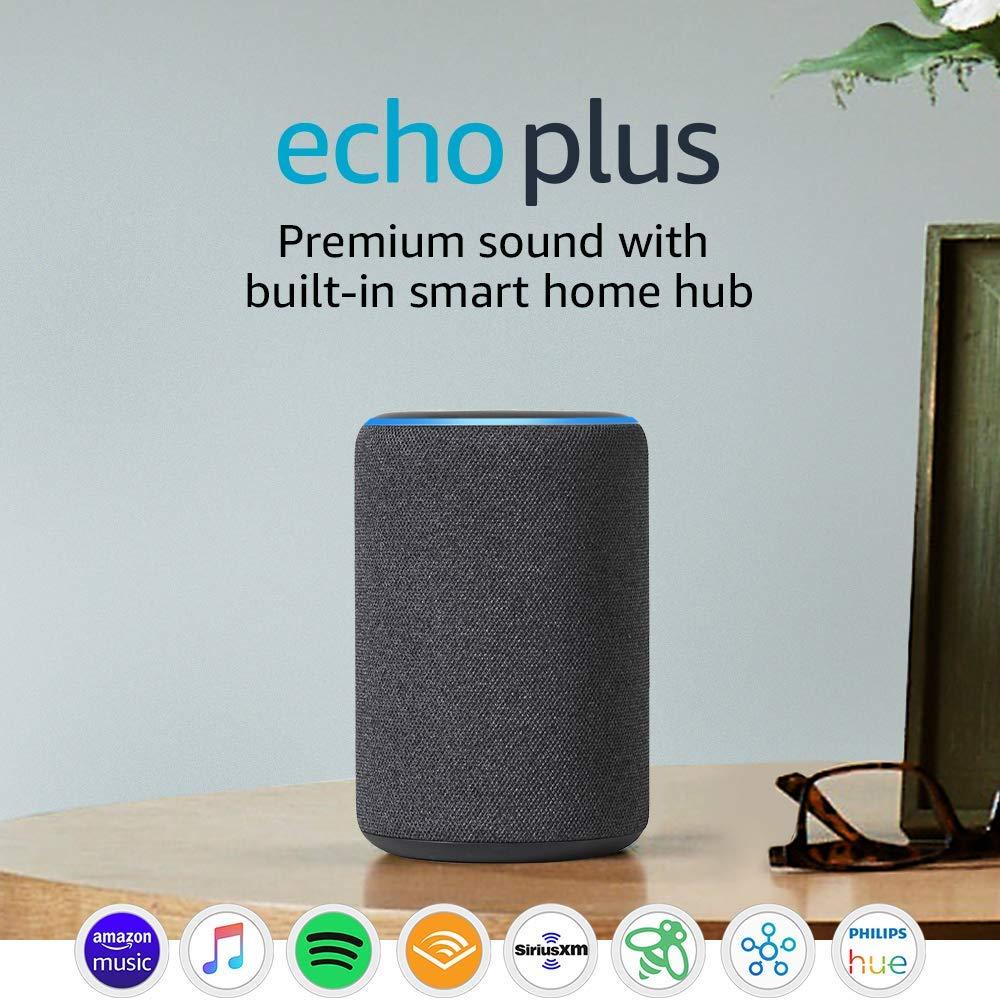 Certified Refurbished Echo Plus (2nd Gen) - Premium sound with built-in smart home hub - Dark Charcoal