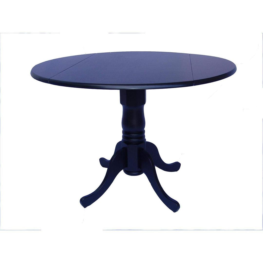 International Concepts 42-Inch Round Dual Drop Leaf Ped Table, Black