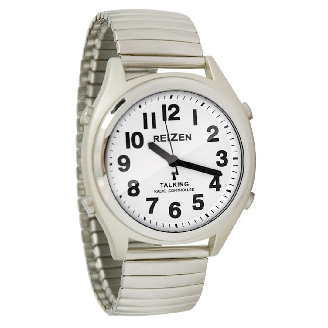 ReizenReizen Talking Atomic Watch - White Face-Black Numbers-Expansion Band