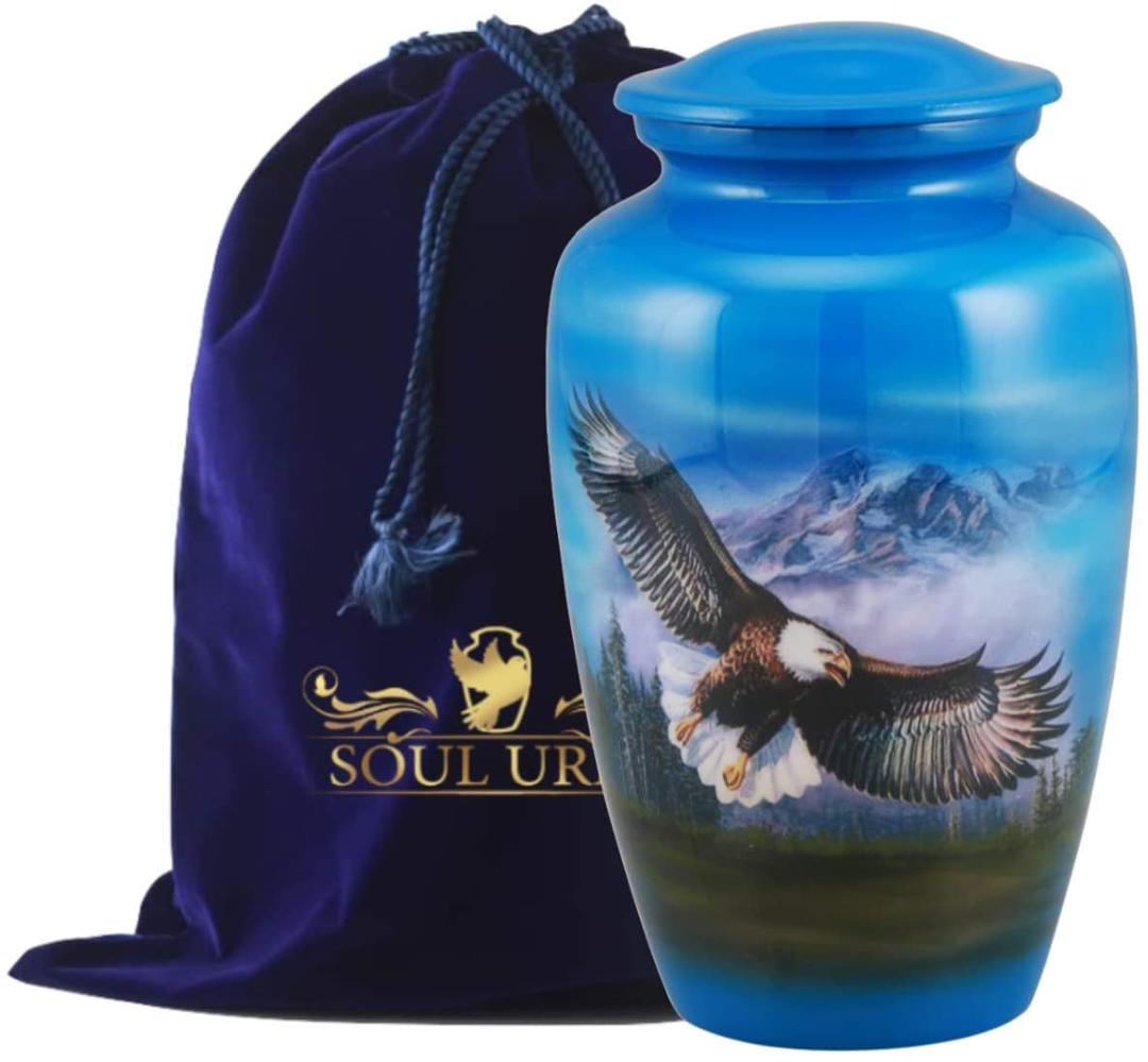 Blue Flying Eagle Urn for Human Ashes Adult Memorial Funeral Cremation Large Burial Urns