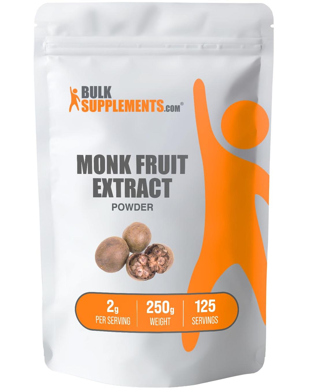 BulkSupplementscom Monk Fruit Extract Powder - Luo Han Guo - Pure Monk Fruit - Monk Fruit Powder - Monk Fruit Without Erythritol - 2g or Monk Fruit Extract per Serving (250 Grams - 8.8 oz)