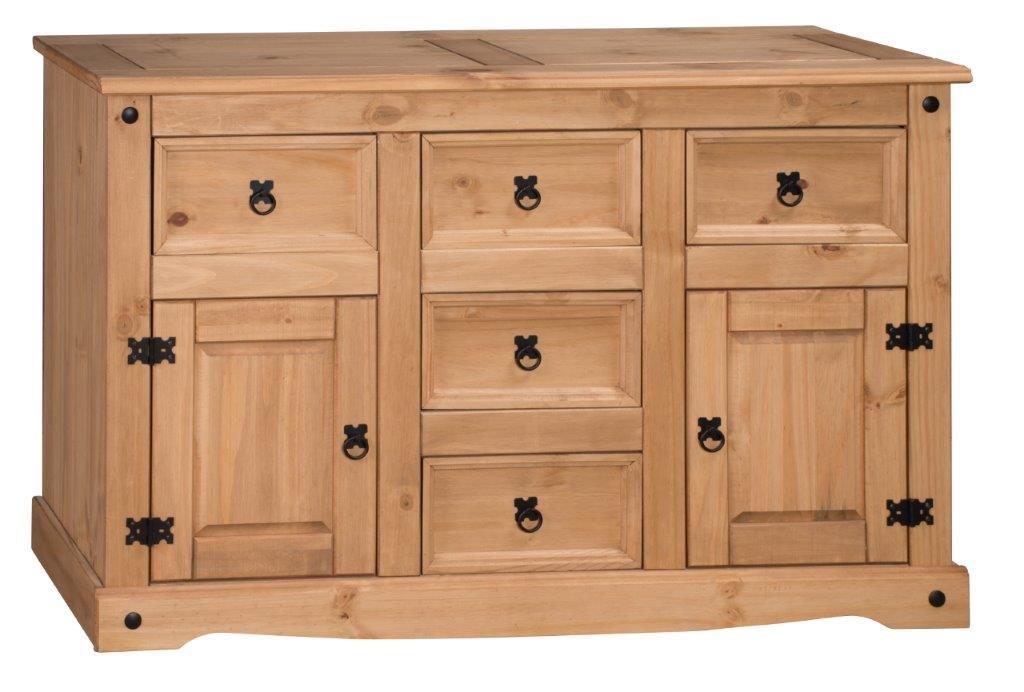 Corona Large 2 Door 5 Drawer Sideboard Pine Dining Room