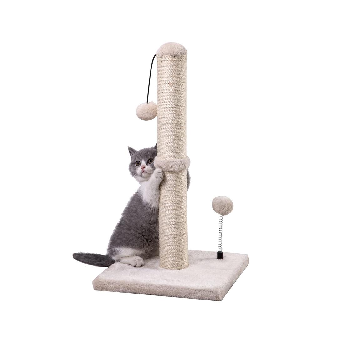 MECOOLCat Scratching Post Premium Basics Kitten Scratcher Sisal Scratch Posts with Hanging Ball 22in for Kittens or Smaller Cats (22 inches for Kitten, Beige)