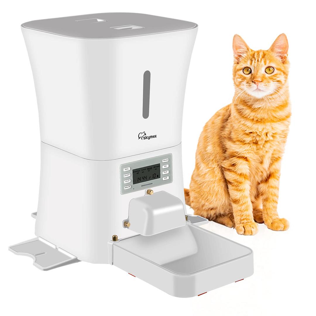 SKYMEE 8L Petreat AI Automatic Pet Feeder Food Dispenser for Cat & Dog – Portion Control,Voice Recording, Timer Programmable Up to 4 Meals a Day