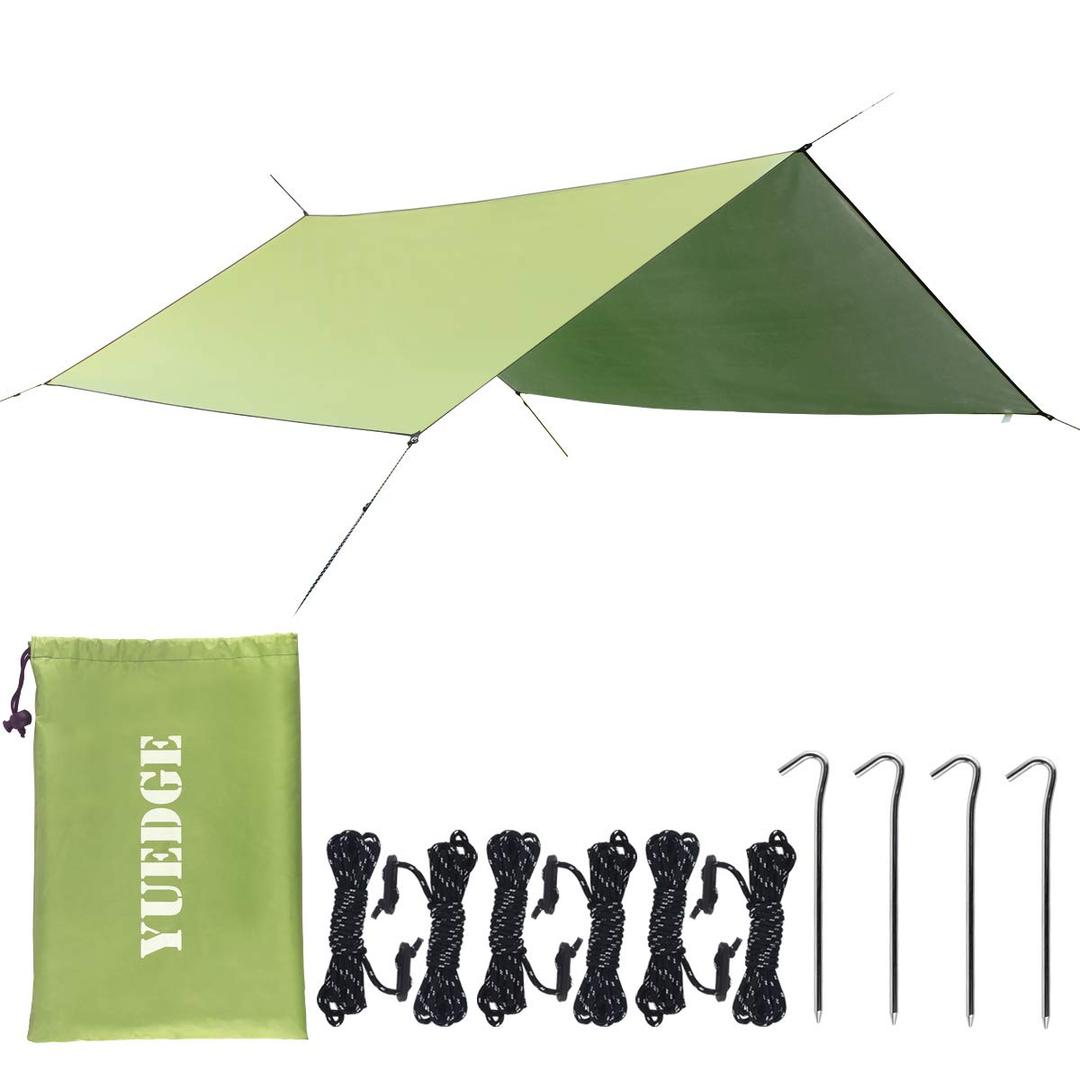 Easy Set Up Portable Waterproof Camping Tarp Shelter Sunshade Rain Tarp, Large=10' x 10'