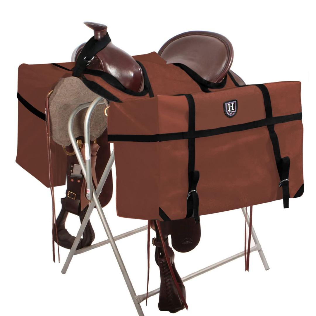 Harrison Howard Saddle Pack Pannier Bags Carrier Western Saddle Bag Brown