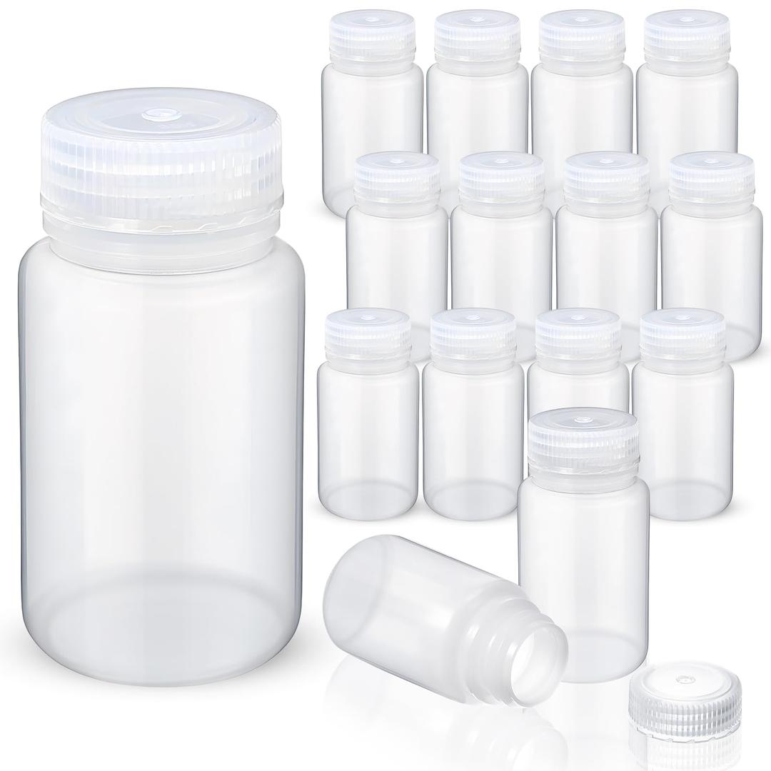 Zhehao 30 Pcs Polypropylene Wide Mouth Reagent Bottle Small Water Bottle 4 oz Plastic Bottle with Lid Empty Sealed Sample Bottle Leakproof HDPE Bottle Container for Lab Classroom Home (Clear)