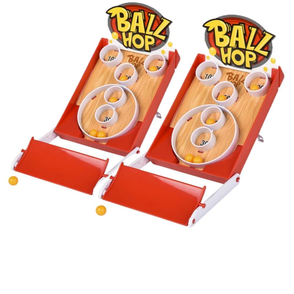 Mini Tabletop Collapsible Retro-Style Ball Hop Games, 2 Pack, Indoor and Outdoor Arcade Toys, Office Toy, Easy Setup, Party Favor, or Activity, Birthday Gifts, Stocking Stuffers, Prizes