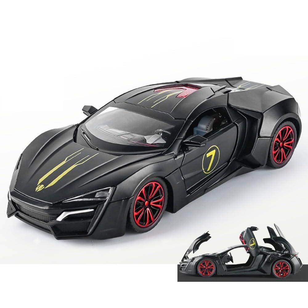 1:24 Spray Lykan Hypersport alloy car model toys with light sound effect function, car model toys, adults and Children are suitable for gifts, collectibles, decorations. (Black)