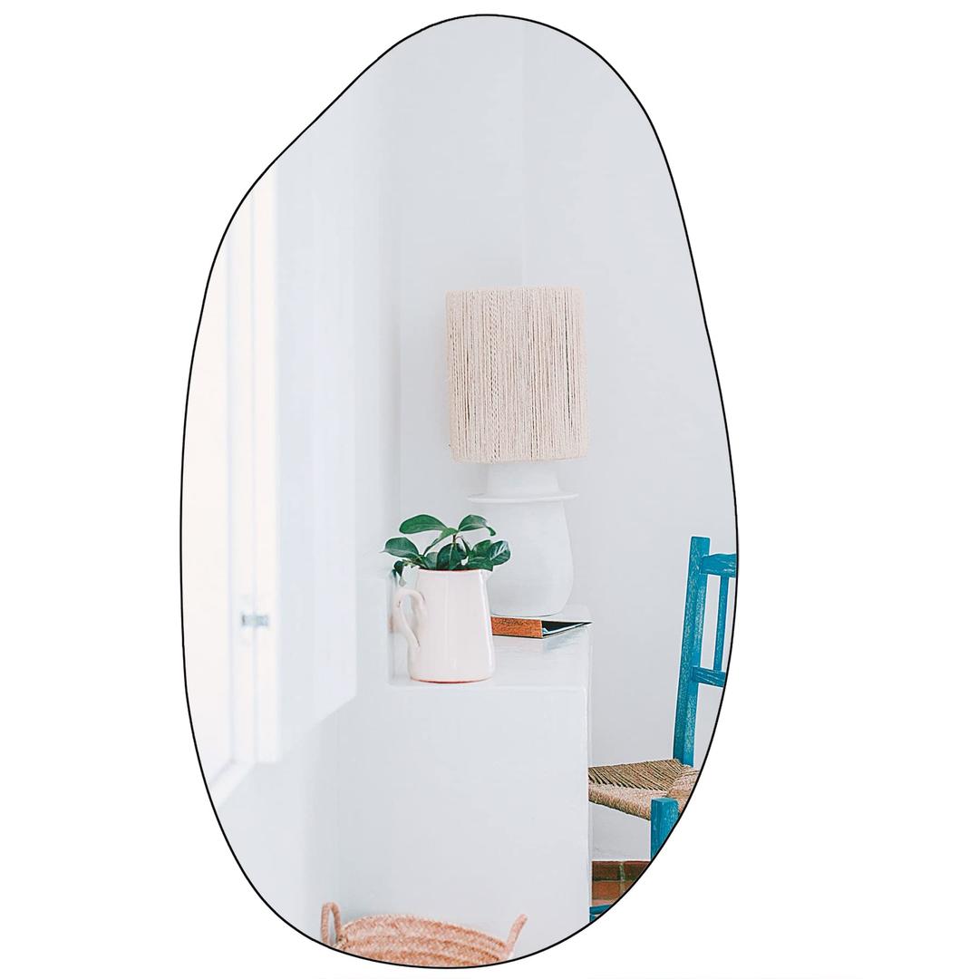 BOMINICA Irregular Wall Mirror Asymmetrical Mirror Frameless Mirror for Bathroom Living Room Entryway Bedroom, 19.5" x 33.5"