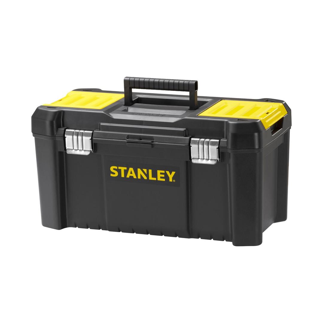 STANLEYSTST1-75521 Tool Box (19 Inches, 48.2 x 25.4 x 25 cm, Load up to 8 kg, Tool Box with Metal Clasps, Organiser with Removable Carrier, Robust Plastic Case)