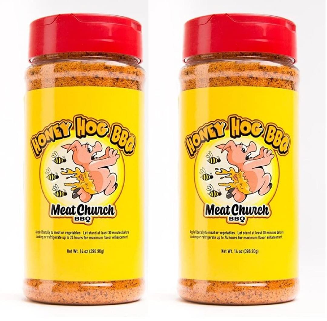 Meat ChurchBBQ Rub Combo: Two Bottles of Honey Hog (14 oz) BBQ Rub and Seasoning for Meat and Vegetables, Gluten Free, Total of 28 Ounces