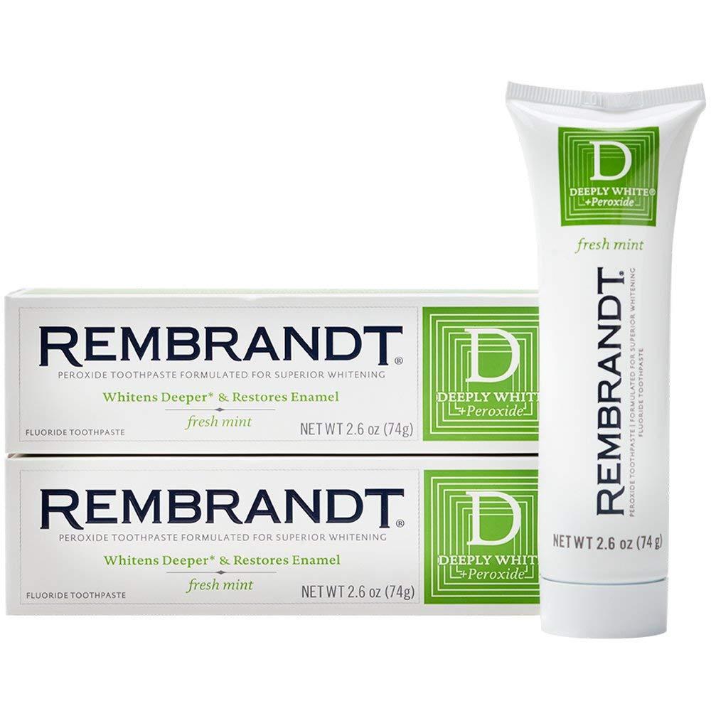 REMBRANDTDeeply White + Peroxide Whitening Toothpaste, Fresh Mint Flavor, 2.6 Ounce (Pack of 2)