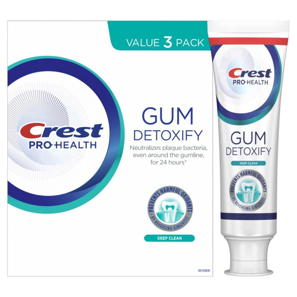 Crest Pro-Health Gum Detoxify Deep Clean Toothpaste, 4.8 oz Pack of 3 - Anticavity, Antibacterial Flouride Toothpaste, Clinically Proven, Gum and Enamel Protection, Plaque Control