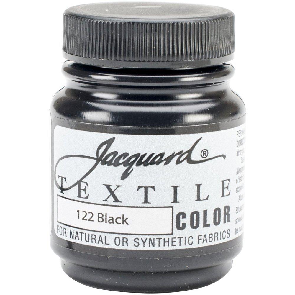 JacquardFabric Paint for Clothes - 2.25 Oz Textile Color Black Leaves Fabric Soft - Permanent and Colorfast - Professional Quality Paints Made in USA - Holds up Exceptionally Well to Washing