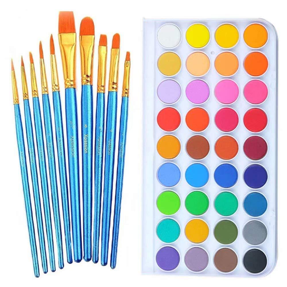 Watercolor Paint Art Set, 36 Colors Professional Watercolor Paint Set with 10 Pcs Watercolor Artist Set Brush for Watercolor Acrylic Painting by E-Conoro