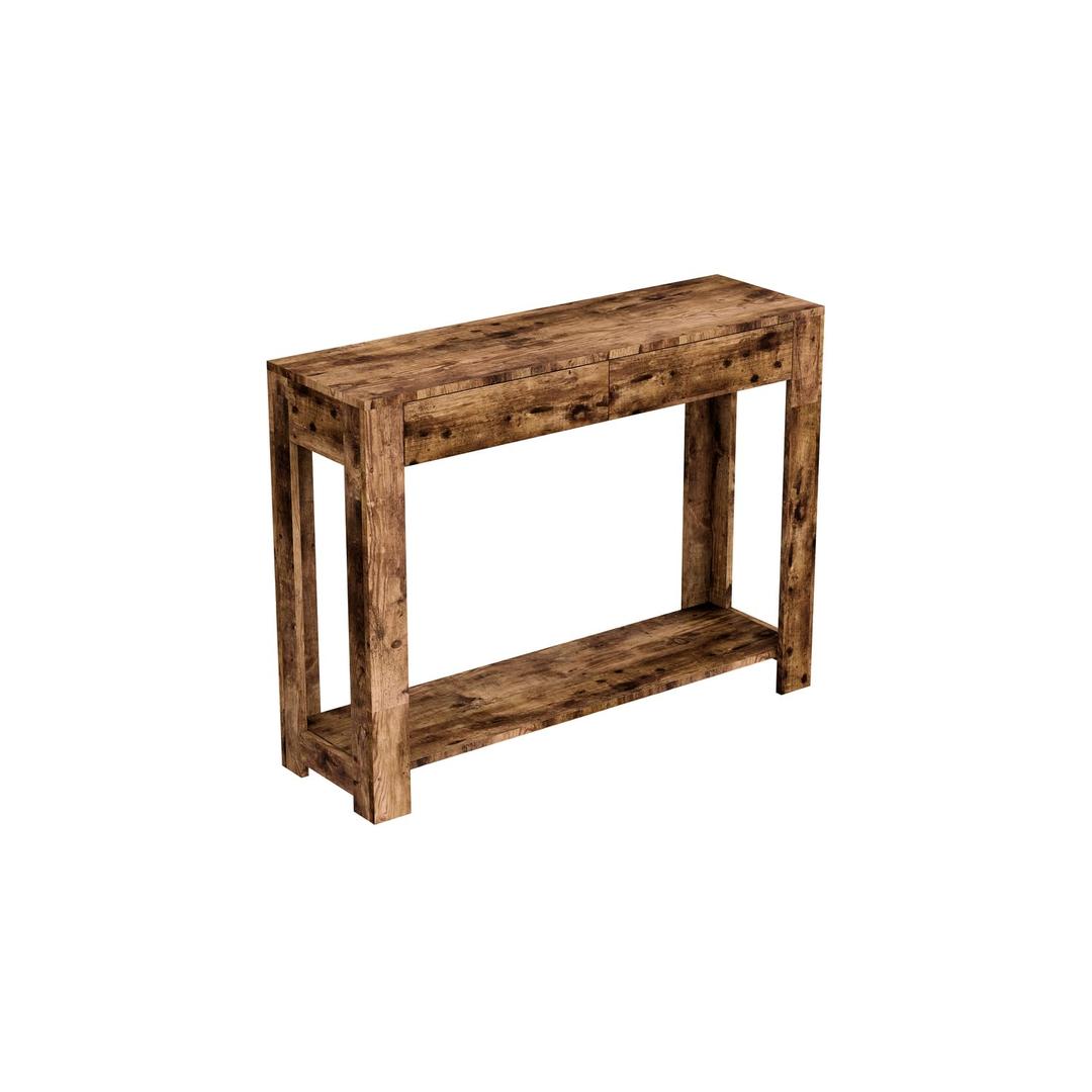 City Homestockleek Co. Console Table 40L Brown Reclaimed Wood 2 Drawers 1 Homestockhelf