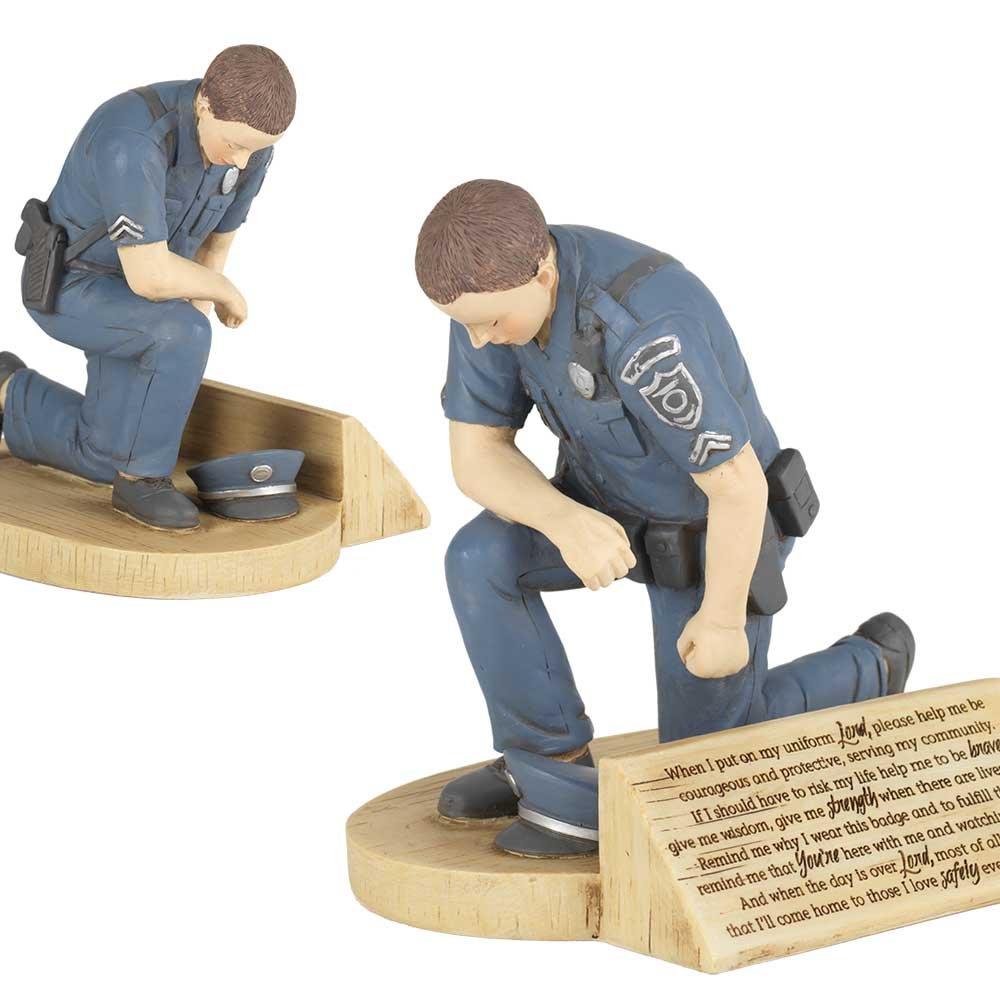 Dicksons Police Officer's Prayer, Kneeling in Uniform 4.5 x 5.5 Resin Stone Tabletop Figurine