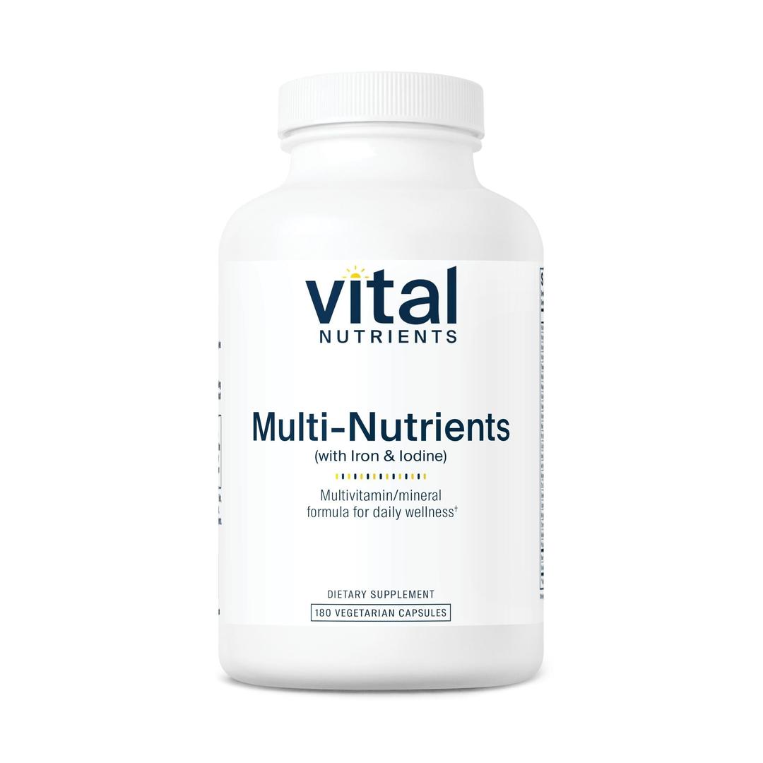 Vital NutrientsMulti-Nutrients with Iron and Iodine | Vegetarian Multivitamin and Mineral Supplement with Iron | Gluten, Dairy, Soy Free | Non-GMO | 180 Capsules