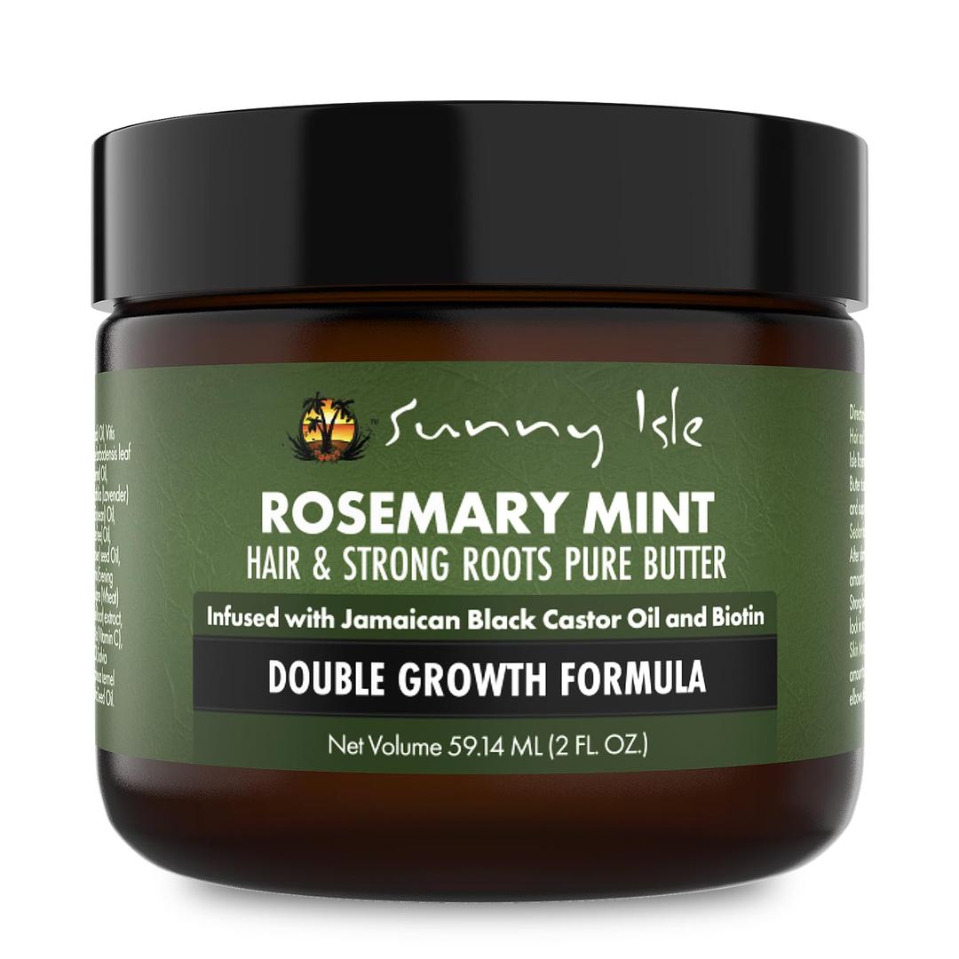 Sunny IsleRosemary Mint Hair and Strong Roots Butter 2oz | Infused with Biotin & Jamaican Black Castor Oil | Strengthen and Nourish Hair | Dry Scalp, Split Ends