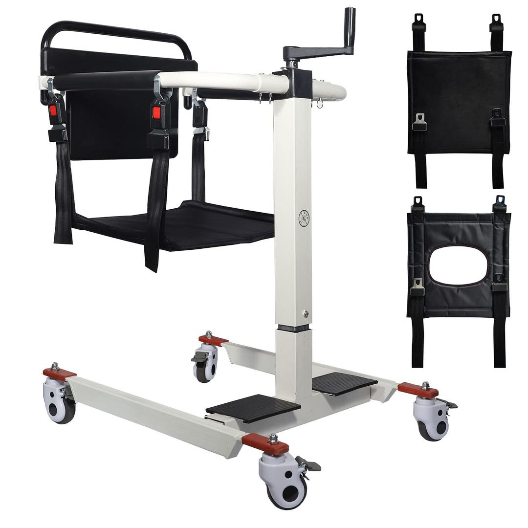 Patient Lift Transfer Chair, Patient Lift Transfer Wheelchair for Home, Wheelchair Lift for car, Bedside Commode Patient Transport Chair, Toilets Seat Transfer Aid (New Version)