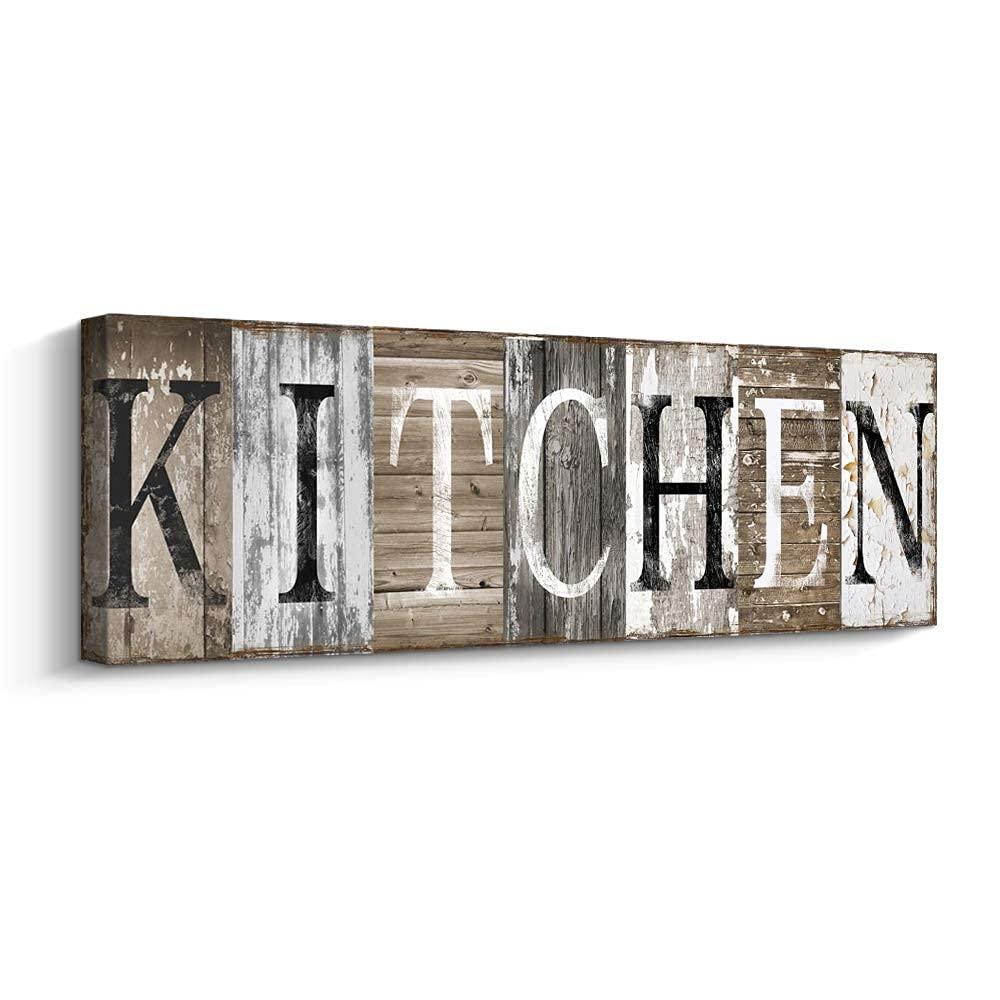 Pinetree Art Rustic Farmhouse Kitchen Wall Decor Canvas Prints Kitchen Signs Wall Decor (With Solid Wood Inner Frame)