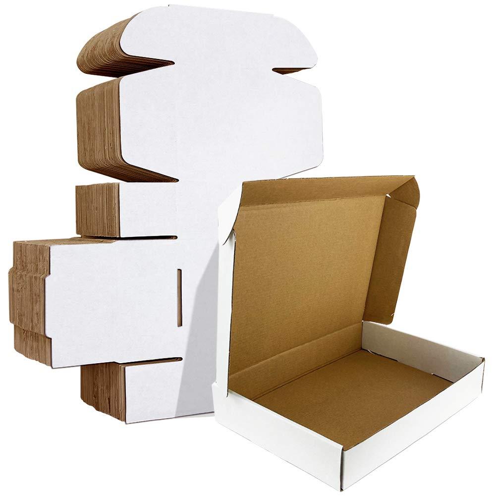 HORLIMER 11x8x2 inches Shipping Boxes Set of 25, White Corrugated Cardboard Box Literature Mailer