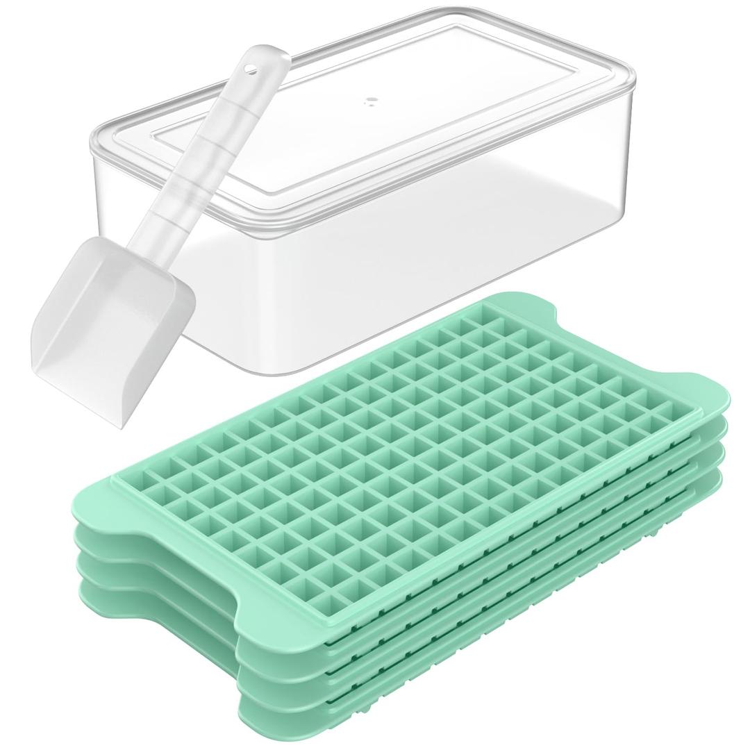 Mini Ice Cube Tray for Freezer: FDDBI Small Ice Trays for Freezer with Bin - 117×4PCS Easy Release Nugget Ice Tray - Crushed Ice Tray with Container