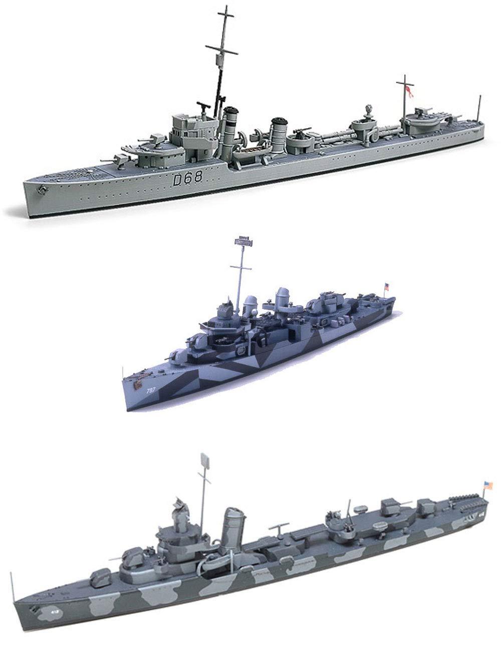 TAMIYA - 3 Ship Model Bundle - US Navy Destroyers – USN DD445 Fletcher, DD-797 Cushing and DD412 Hammann (Japan Import)