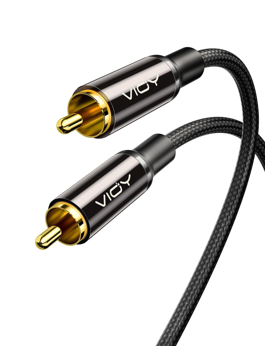 VIOY Coaxial Digital Audio Cable (3.3 ft/1 M)-[Gold-Plated & Braided]-Subwoofer Cable RCA Male to Male HiFi 5.1 SPDIF Stereo Audio Cable for Home Theater, HDTV, Amplifier Speaker Soundbar Black…