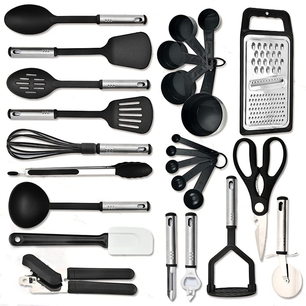 Exrp 25pc Kitchen Utensils Set - Nylon & Stainless Steel Cooking Utensils Set - Non-Stick Kitchen Utensils with Spatula - Kitchen Gadgets Cookware Set - Kitchen Tools Set