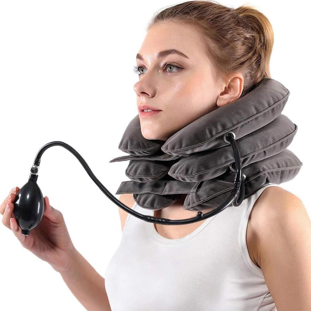 SCervical Neck Traction Device for Instant Neck Pain Relief - Inflatable & Adjustable Neck Stretcher Neck Support Brace, Neck Traction Pillow for Home Use Neck Decompression