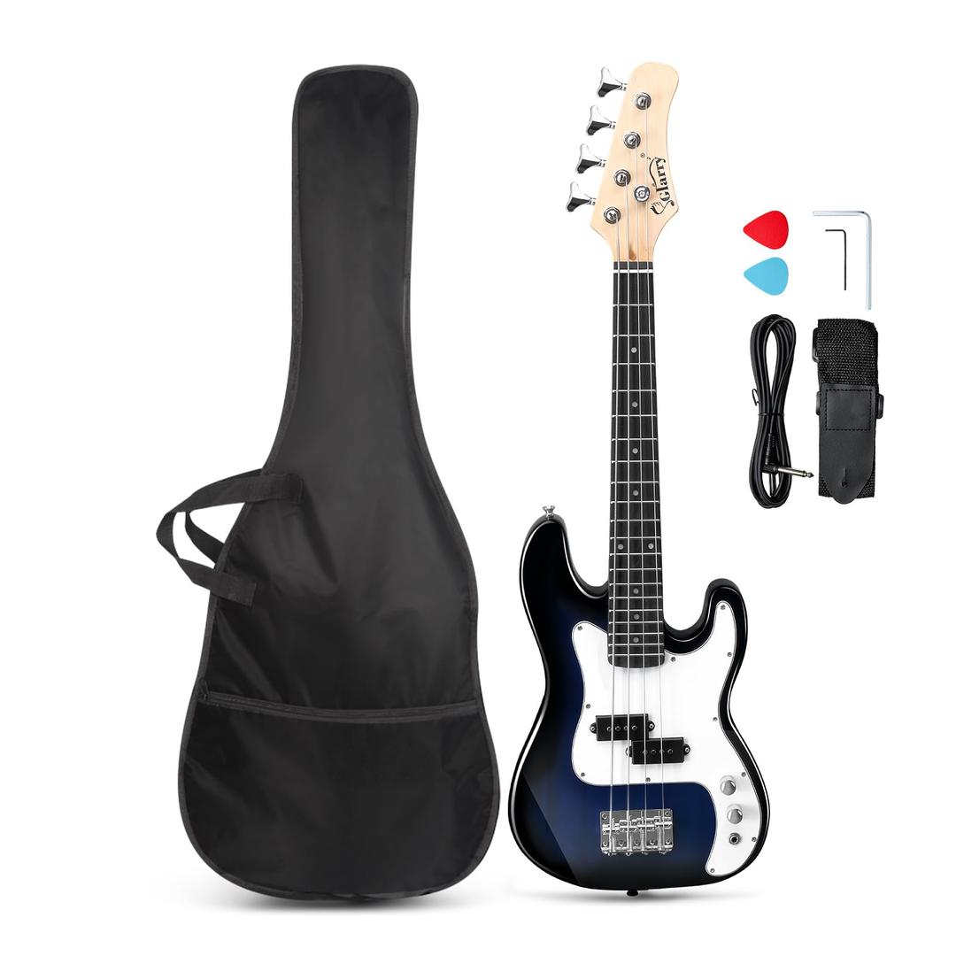 GLARRY36in Electric Bass Guitar, 4 String Beginner Starter Kit with Accessories including Cable, Strap, Bag for Kids and Adults (Dark Blue)