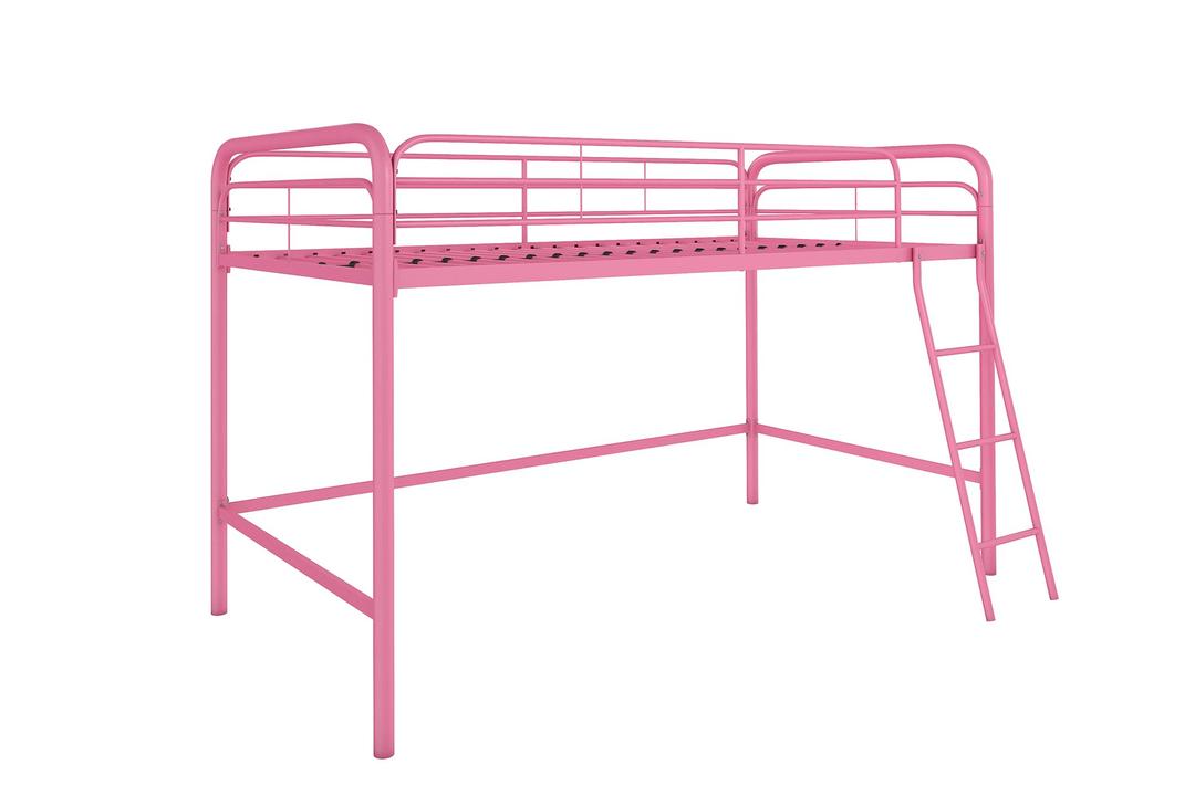 DHP Jett Junior Twin Metal Loft Bed, Pink