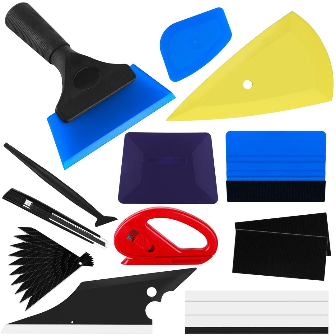 12 Pcs Car Window Film Tint Tool Kit Car Window Tint Squeegee Tool Kit Vinyl Wrap Tool Kit Automotive Tint Tool Kit Glass Protective Film Installation Kit Automotive Window Tinting Kit