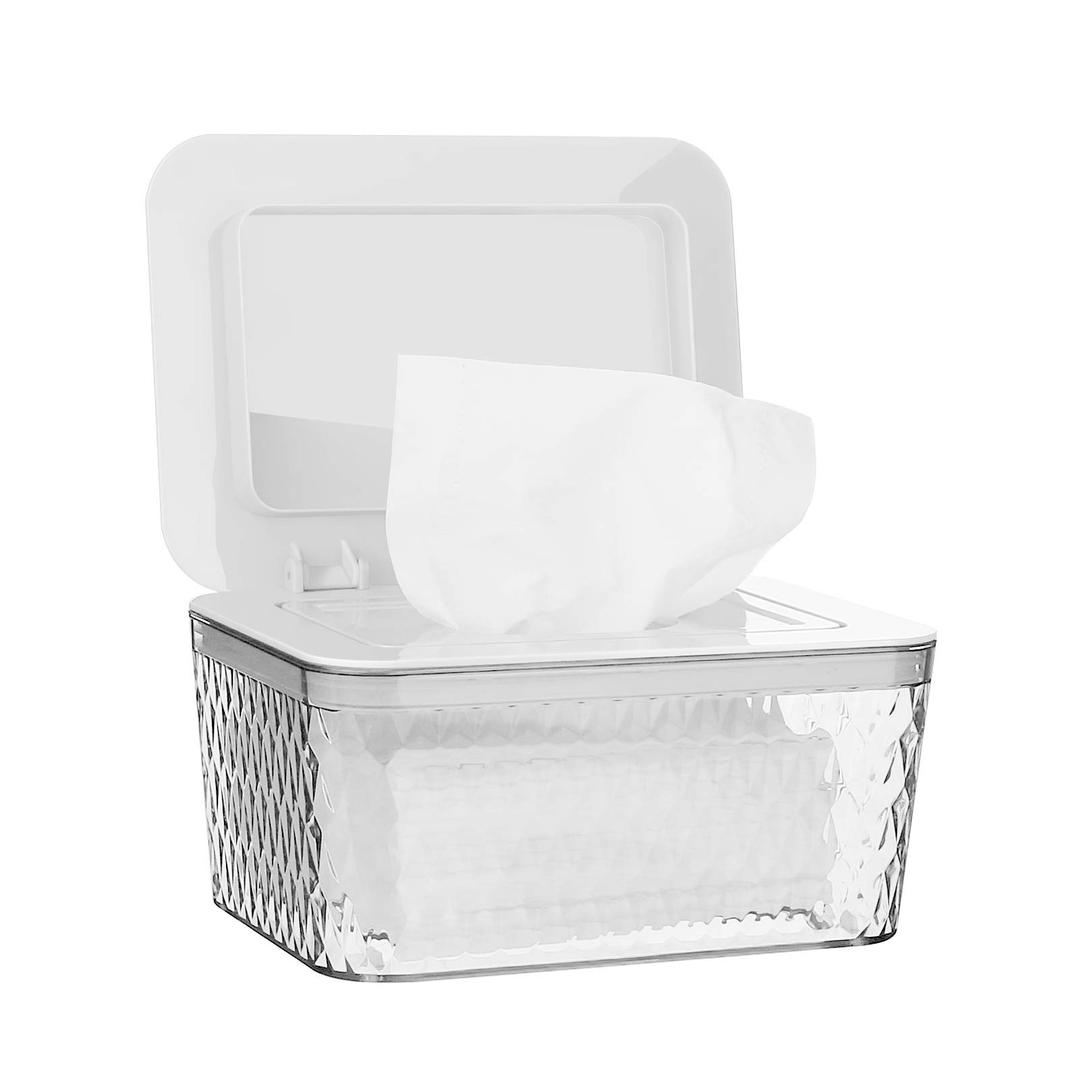 Wipes Holders, Large Capacity Wipes Dispenser Box Wipes Case Dustproof Wipes Box with Lid Keep Diaper Wipes Fresh (White)