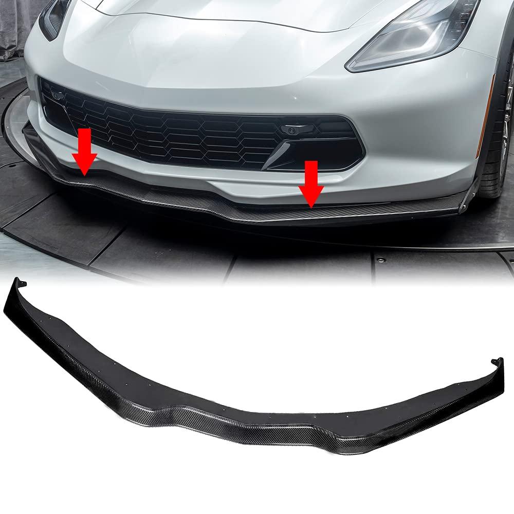 Front Bumper Lower Lip Splitter Carbon Fiber Look Fit for 2015-2019 Chevy Corvette C7 Z06 & Grand Sport Replaces OEM #22922352 ABS Plastic - Hydro-Dipped Carbon Fiber