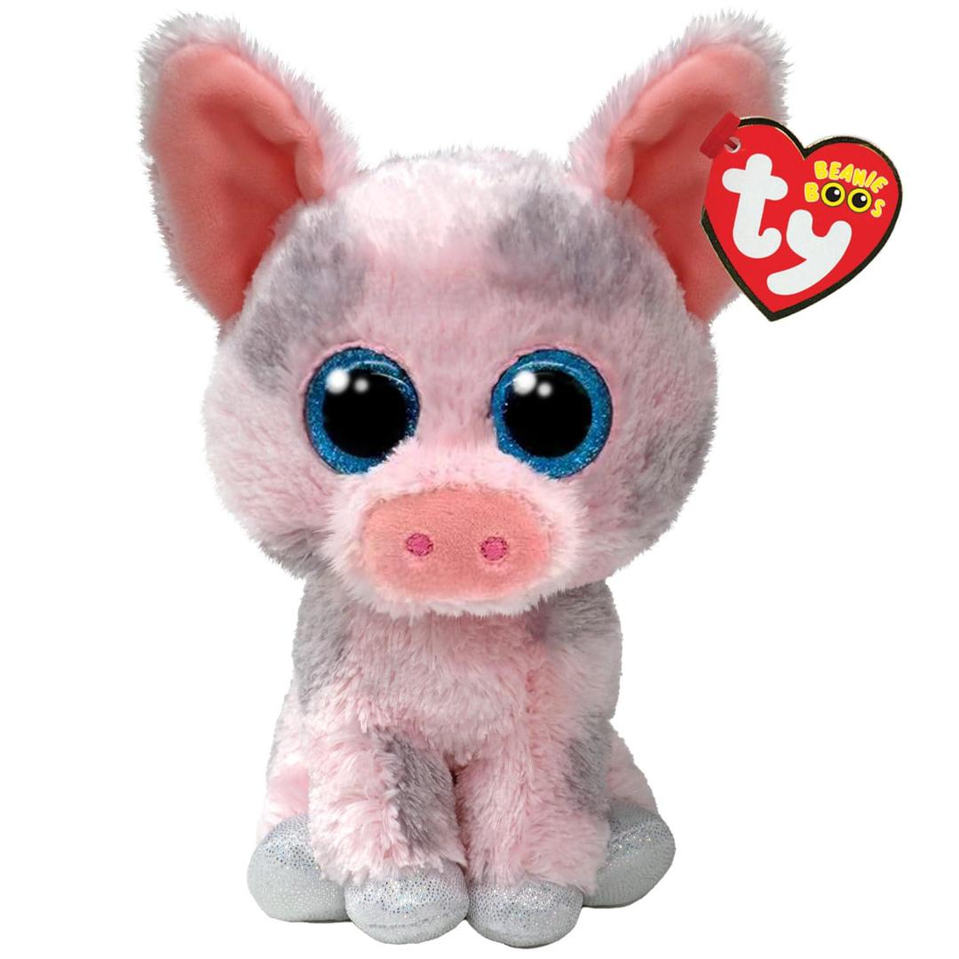 TyBeanie Boos - Hambo The Cute Pig with Glittery Blue Eyes, The Plush with Big Sparkly Eyes - 15 cm - T37318