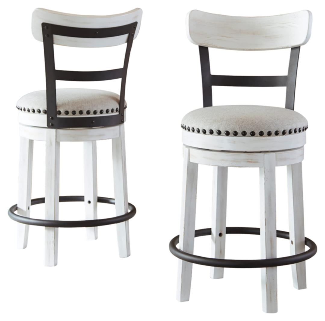 Signature Design by Ashley Valebeck 24.5" Modern Swivel Counter Height Barstool, Whitewash