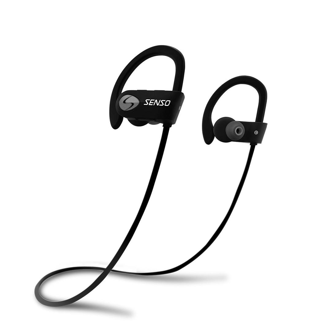 Senso Bluetooth Headphones, Best Wireless Sports Earphones w/Mic IPX7 Waterproof HD Stereo Sweatproof Earbuds for Gym Running Workout 8 Hour Battery Noise Cancelling Headsets (Grey)