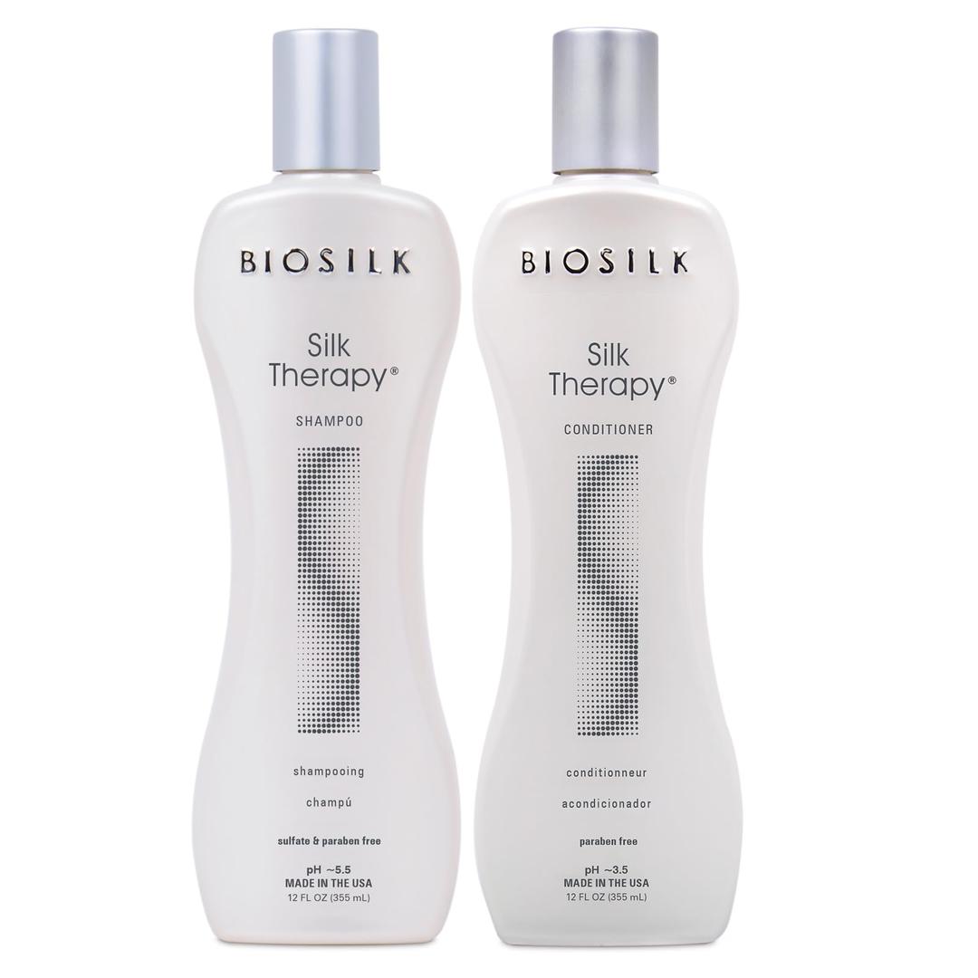 BioSilk Silk Therapy Duo Set Shampoo & Conditioner, Gentle Cleansing Haircare For Amazing Shine, Sulfate, Paraben, & Cruelty-Free, 12 Oz (Pack of 2)