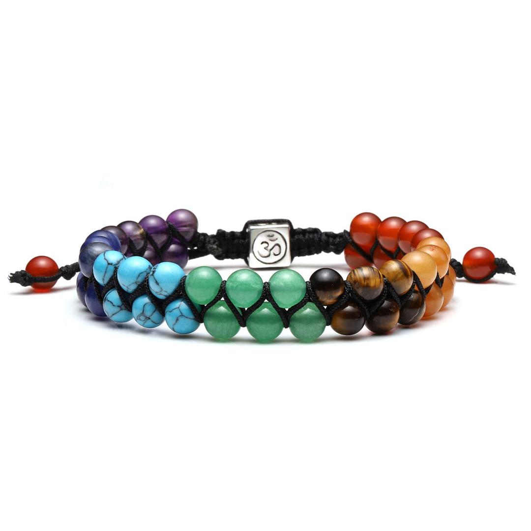 Top Plaza Bead Chakra Bracelet 7 Chakras Healing Crystals Bracelet Yoga Stone Beads Bracelets Meditation Relax Anxiety Bangle for Womens Mens