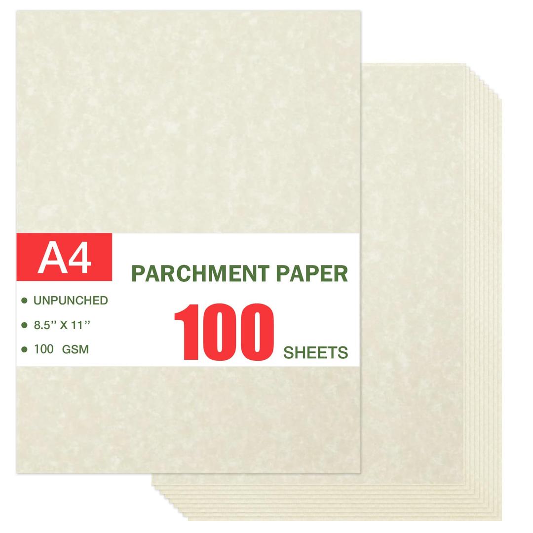 100 Sheets Certificate Paper, Resume Paper, Stationary Paper, Printer-Friendly Parchment Paper for Certificates, Resumes, Diplomas (100 GSM Ivory 8.5 x 11 In) - Parchment Paper (Beige)