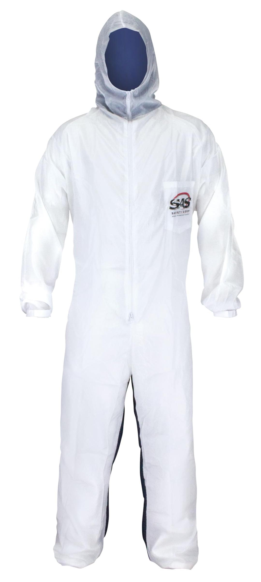 SAS Safety Corp Moonsuit Nylon & Cotton Coverall Machine Washable, Full Pullover with Hood Work Coveralls Full Zipper Front, Elastic Waist with Pockets for Painting, Automotive, Factory (3X-Large)