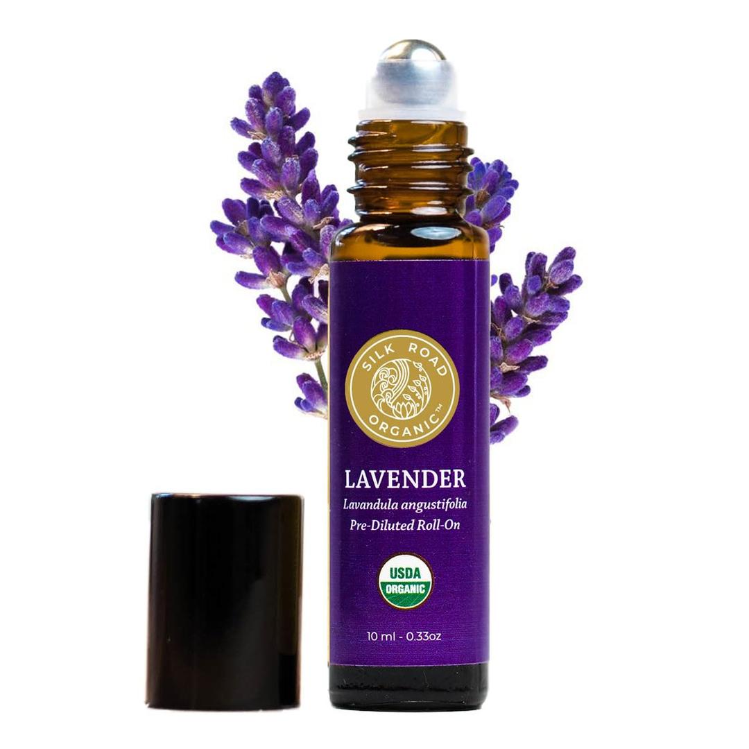 Organic Lavender Essential Oil Roll On, Lavandula Angustifolia, 100% Pure USDA Certified Aromatherapy for Calming, Relaxation & Skin - 10 ml Roller by Silk Road Organic - Always Pure, Always Organic