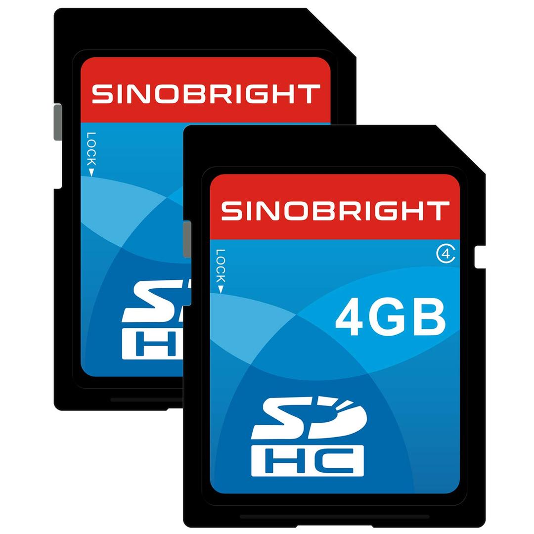 SINOBRIGHT SD Card 4GB SDHC Class 4 Flash Memory Card 4 GB Camera Cards 2Pack