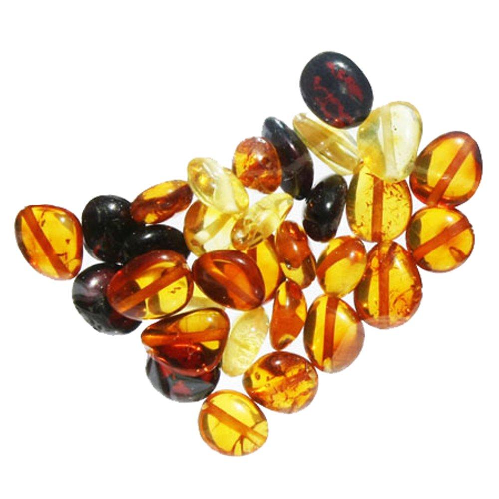 Multicolour Oval Shape Amber Beads 5 Gram, Approx.:30 Beads in Each Bag. Each Amber Bead Contains a Hole so it is Ready for Jewellery Making.