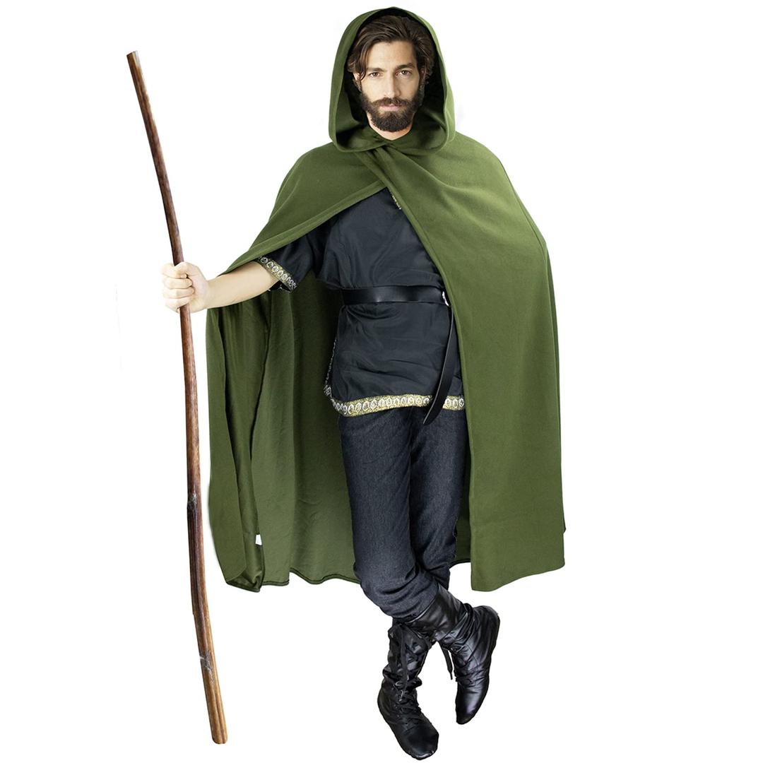 FSUJWOA Renaissance Hooded Cape Medieval Costumes with Hood Hobbit Halloween Costume