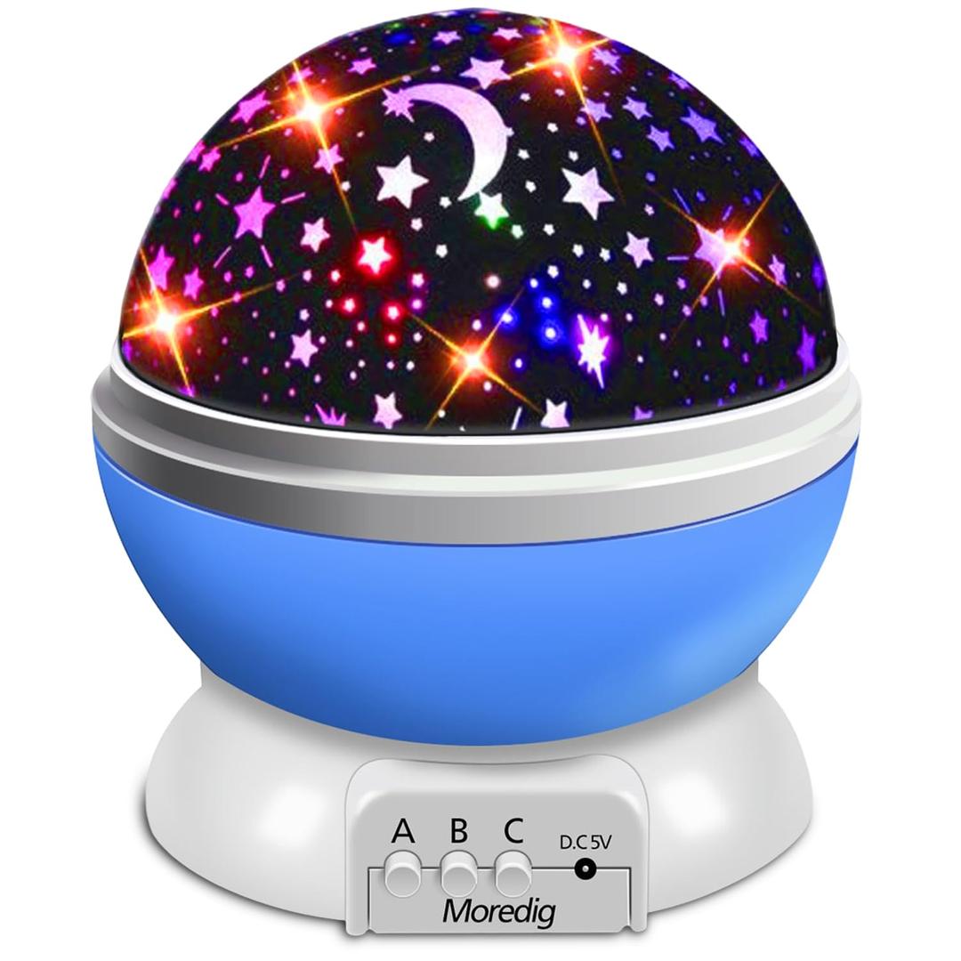 Moredig Baby Projector Night Light, Rotating Baby Light Projector Star Night Lights Projector for Kids Room, Kids Night Light with 8 Lighting Modes Gifts for Baby Boy Gift - Blue