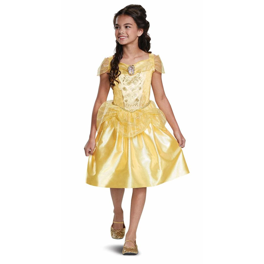 Disney Official Classic Princess Belle Dress Up for Girls, Belle Costume Kids, Beauty and the Beast Costume, Belle Fancy Dress Outfit, World Book Day Costumes for Girls